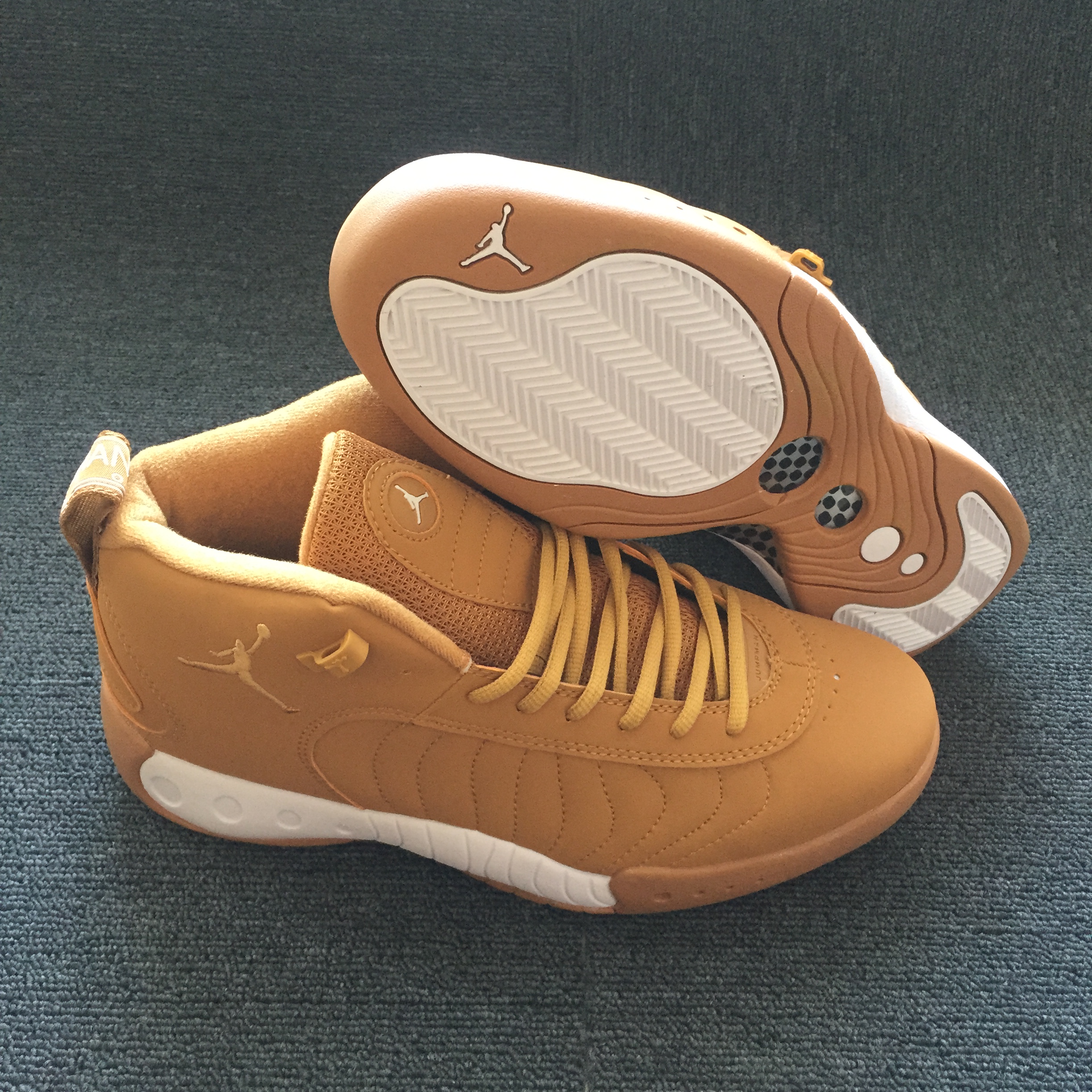 Men Air Jordan 12.5 Wheat Yellow White Shoes